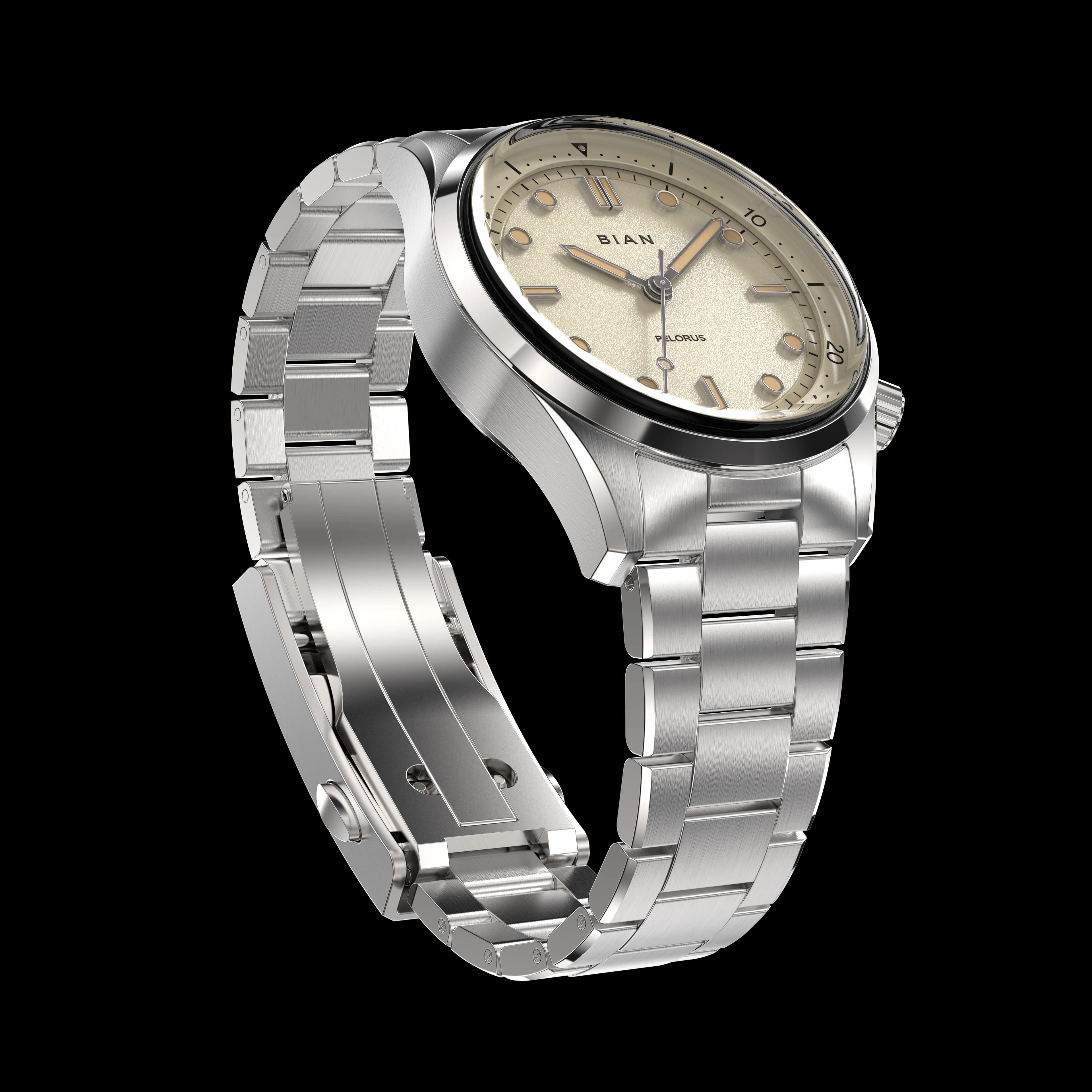 Pelorus Ivory — bracelet articulation, taper and screwed links